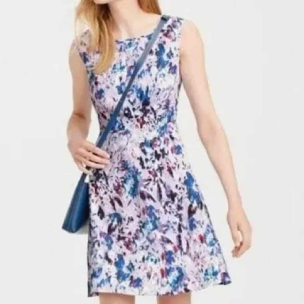 J. Crew A-line Flare Lilac Watercolor Floral Mini Dress Size 10